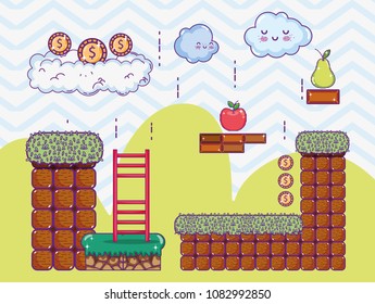 Pixelated retro videogame scenery