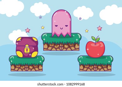 Pixelated retro videogame scenery
