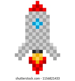Pixelated rocket toy icon