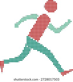Pixelated Runner in Red and Green Athletic Wear with Motion Trails running athlete