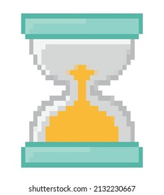 pixelated sandglass illustration over white