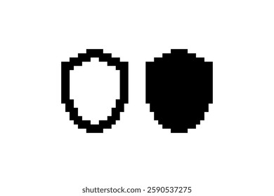 Pixelated shape icons in 8-bit style Vector