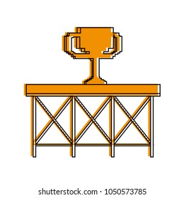 Pixelated shelf with cup on top
