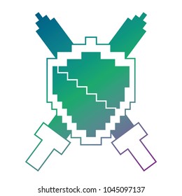 pixelated shield and swords video game