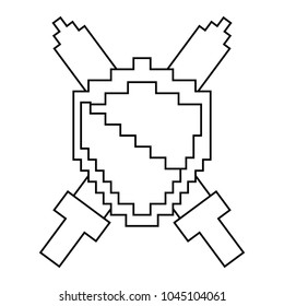 pixelated shield and swords video game