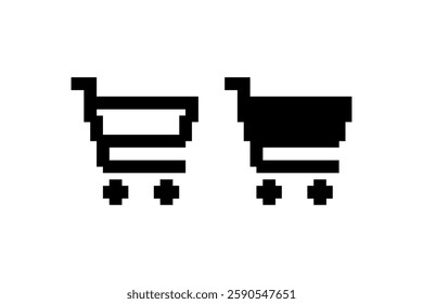 Pixelated shopping cart icons Vector