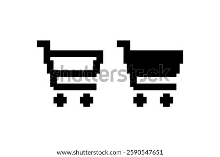 Pixelated shopping cart icons Vector