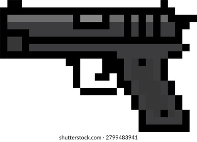 Pixelated Sig Sauer P226 Pistol Side View in Retro Game Style
