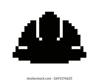 Silhueta pixelada de um fóssil de trilobita com corpo segmentado em um fundo branco