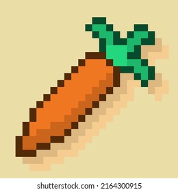 pixeliges Einzel von Karotten auf gelbem Hintergrund