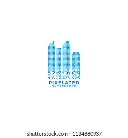 Pixelated skyscraper graphic design template vector eps10