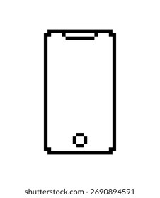 Pixelated Smartphone Icon with Home Button and Screen Notch isolated on White
