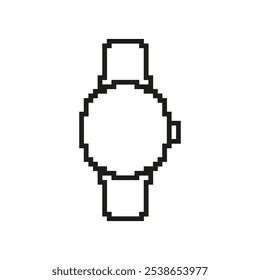 Pixelated Smartwatch Icon. Time and Wearable Technology Symbol in Pixel Art Style. Digital Smartwatch or Timepiece. Isolated Vector Illustration.