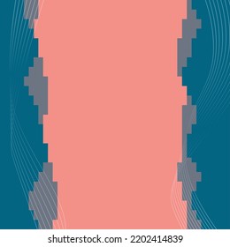 Pixelated Smooth Waves Border, Vertical , Salmon Pink Background