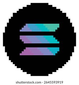 Verpixeltes Solana Krypto-Logo mit Farbverlauf.