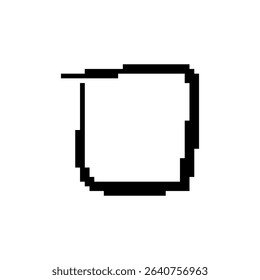 Pixelated speech bubble icon in mosaic style. comic-like black and white pixel art design.