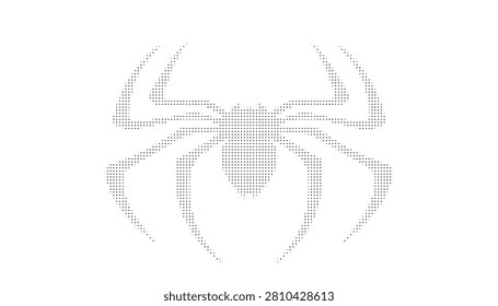 Pixelated spider graphic featuring eight legs and segmented body design
