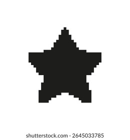 Pixelated Star Icon. Achievement, Rating, And Excellence Symbol. Retro Gaming Style. Isolated Vector Illustration.