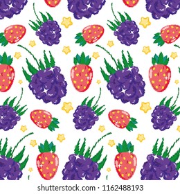 pixelated strawberry and grape fruits background
