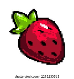 Pixelated strawberry icon. Pixel art illustration