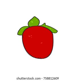 Pixelated strawberry isolated on white background, Vector illustration