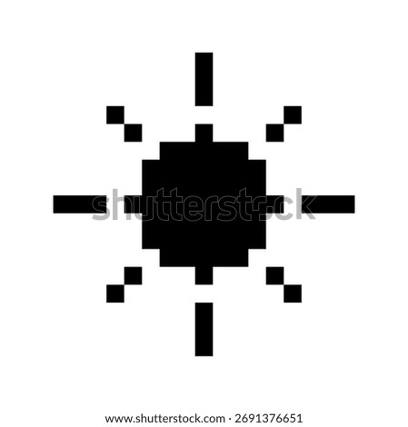 Pixelated Sun Icon Shining Against White Background