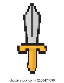 Diseño de espada pixelado sobre blanco