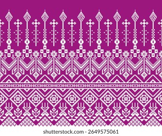 Patrón blanco y magenta tailandés pixelado