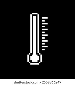 pixelated thermometer with a white mercury level. Often used as a symbol for temperature, measurement, or a clean, minimalist design.