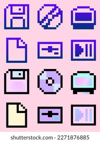 Pixelated Tiny Style of Data Storage, Kawaii Y2K Style