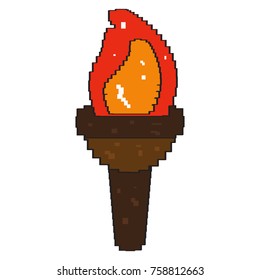 Pixelated torch isolated on white background, Vector illustration