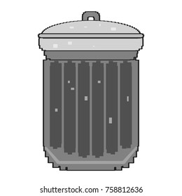 Pixelated trashcan isolated on white background, Vector illustration