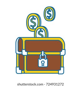 pixelated treasure chest with coins