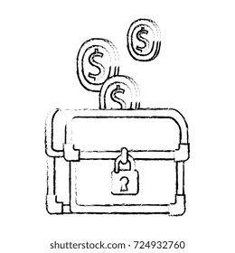 pixelated treasure chest with coins