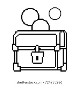 pixelated treasure chest with coins