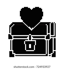 pixelated treasure chest with heart
