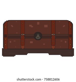 Pixelated treasure chest isolated on white background, Vector illustration