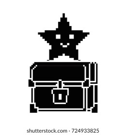 pixelated treasure chest with star