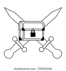 pixelated treasure chest with swords