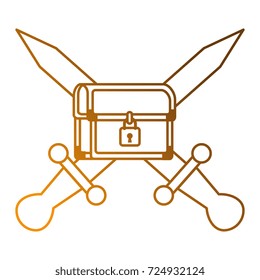 pixelated treasure chest with swords
