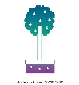 pixelated tree with fruits nature ecology
