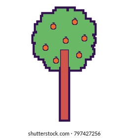 pixelated tree with fruits nature ecology