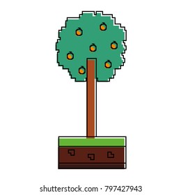 pixelated tree with fruits nature ecology
