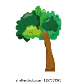pixelated tree leaves branch with stalk