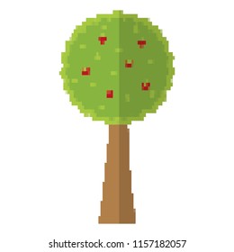 pixelated tree stalk with nature fruits