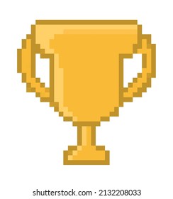 pixelated trophy illustration over white