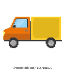 pixelated truck delivery transport service