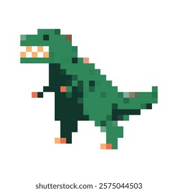 Ilustração de dinossauro vetor tiranossauro rex pixelado isolado no fundo.