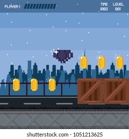 Pixelated urban videogame scenery