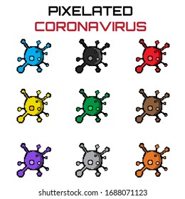 Pixelierte Vektorillustration von Covid 19 - Coronavirus - Virology Concept
